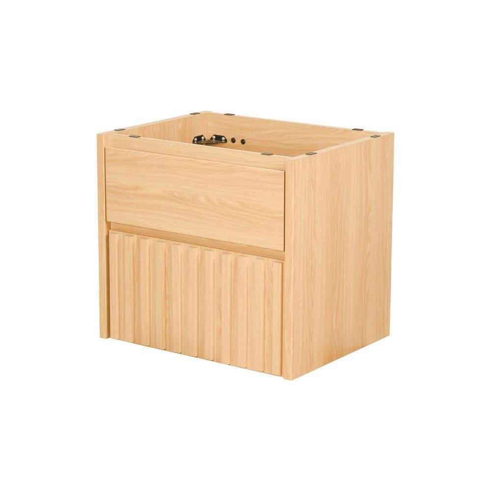 Sherwin 24 in. W x 18 in. x D x 20 in. H Slat Modern 2-Drawer Wall Mounted Bath Vanity Cabinet without Top in Oak price history on PriceWatchPro
