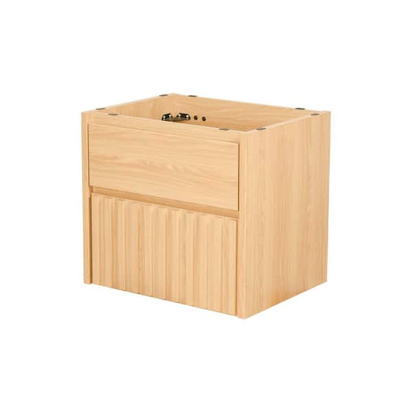 Sherwin 24 in. W x 18 in. x D x 20 in. H Slat Modern 2-Drawer Wall Mounted Bath Vanity Cabinet without Top in Oak