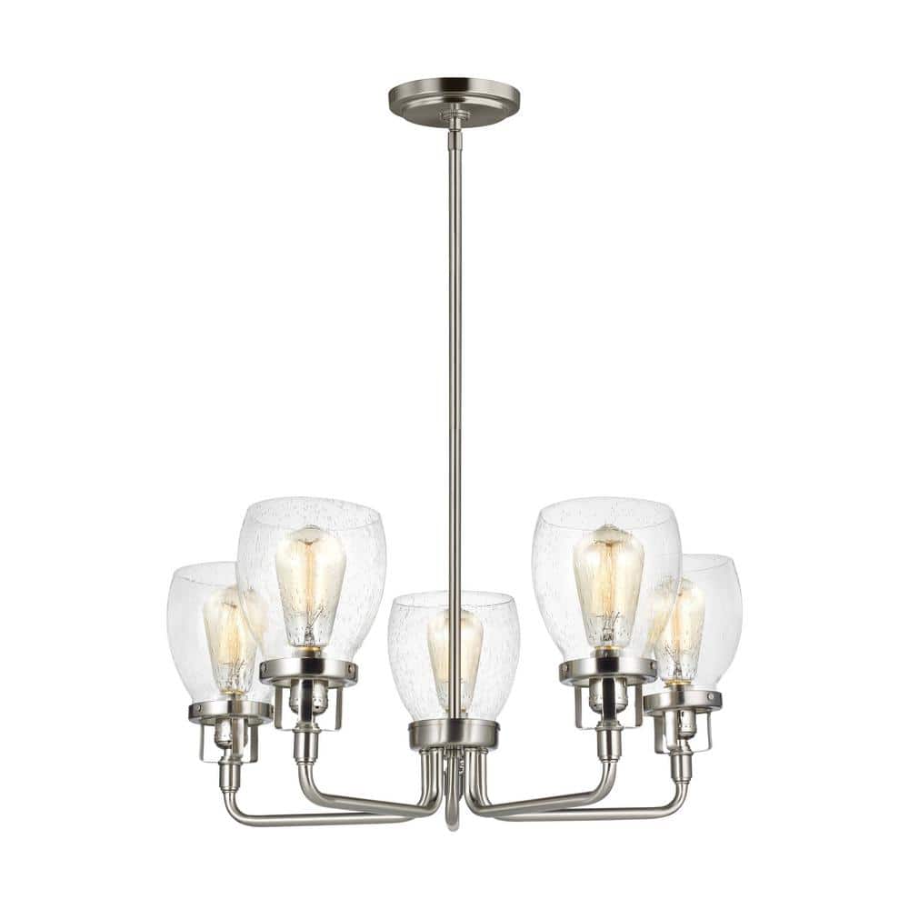 Belton 5-Light Brushed Nickel Transitional Industrial Hanging Chandelier with Clear Seeded Glass Shades price history on PriceWatchPro