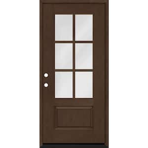 Regency 36 in. x 80 in. 3/4-6 Lite Clear Glass RHIS Hickory Stain Mahogany Fiberglass Prehung Front Door