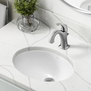 Elavo 16-3/4 in. Oval Porcelain Ceramic Undermount Bathroom Sink in White with Overflow Drain