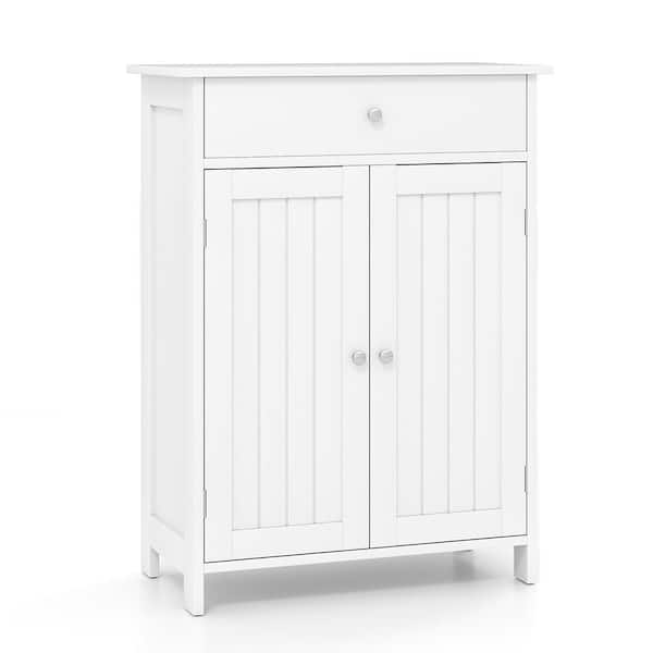 24 in. W x 12 in. D x 32 in. H White Freestanding Bathroom Linen Cabinet with 2 Doors