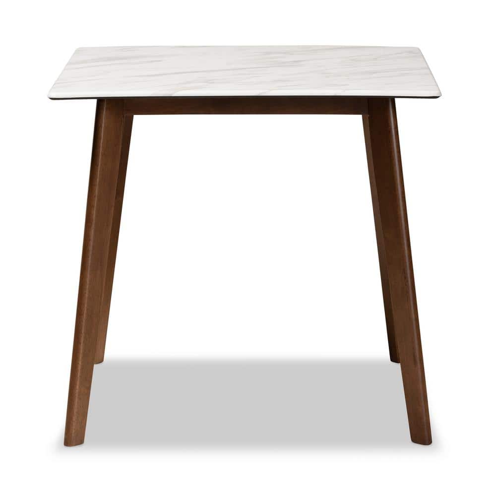 Kaylee Transitional Square Wood Dining Table with Faux Marble Top