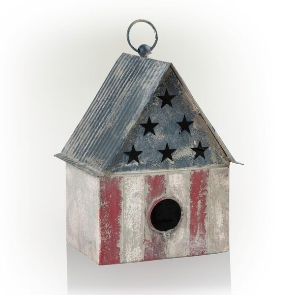 Alpine Corporation 10 in. Tall Outdoor Patriotic Birdhouse, Multicolor