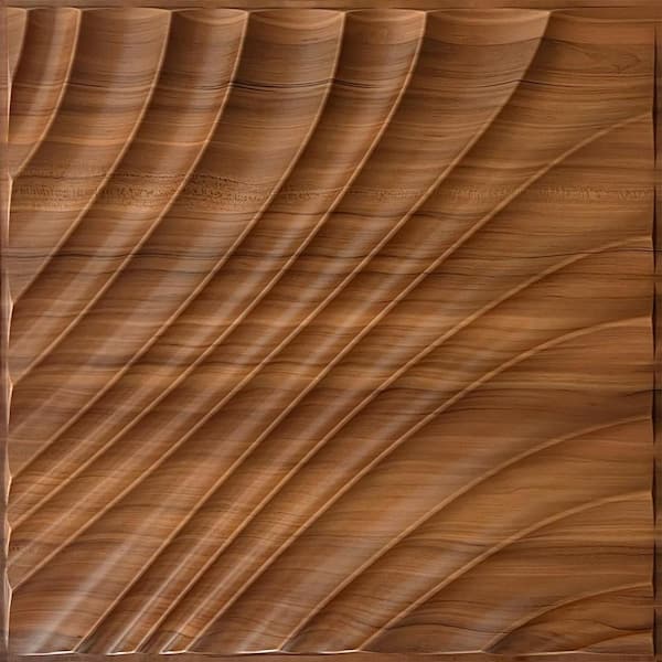 Afoxsos Brown Wave 3D Wall Panels 19.7 in. x19.7 in. Wood Grain Wall Panels (12-Pieces)