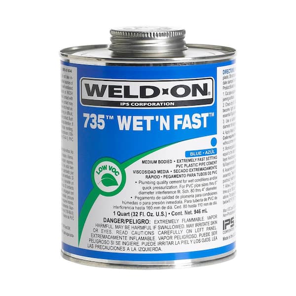 Weld-On 8 oz. PVC 735 Wet N Fast Cement in Blue