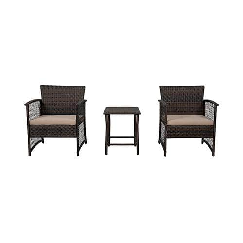 Coffee and Beige 3-Piece Wicker Patio Bistro Set