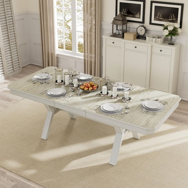 7-Piece Expandable Dining Room Table Set with 6 Upholstered Chairs Farmhouse Style Wooden Dining Set for 6, Gray Finish