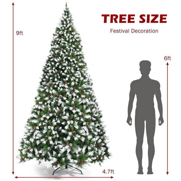 Best Choice Products 9ft Pre-Lit Pre-Decorated Holiday Christmas Tree w/  2,058 Flocked Tips, 900 Lights, Base