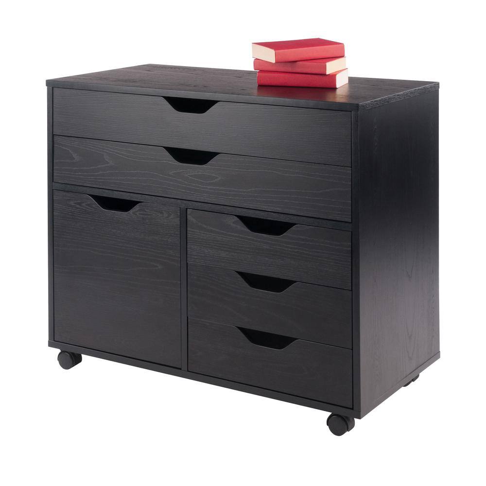 Modern Halifax 5-Drawer Mobile Storage Cabinet in Black