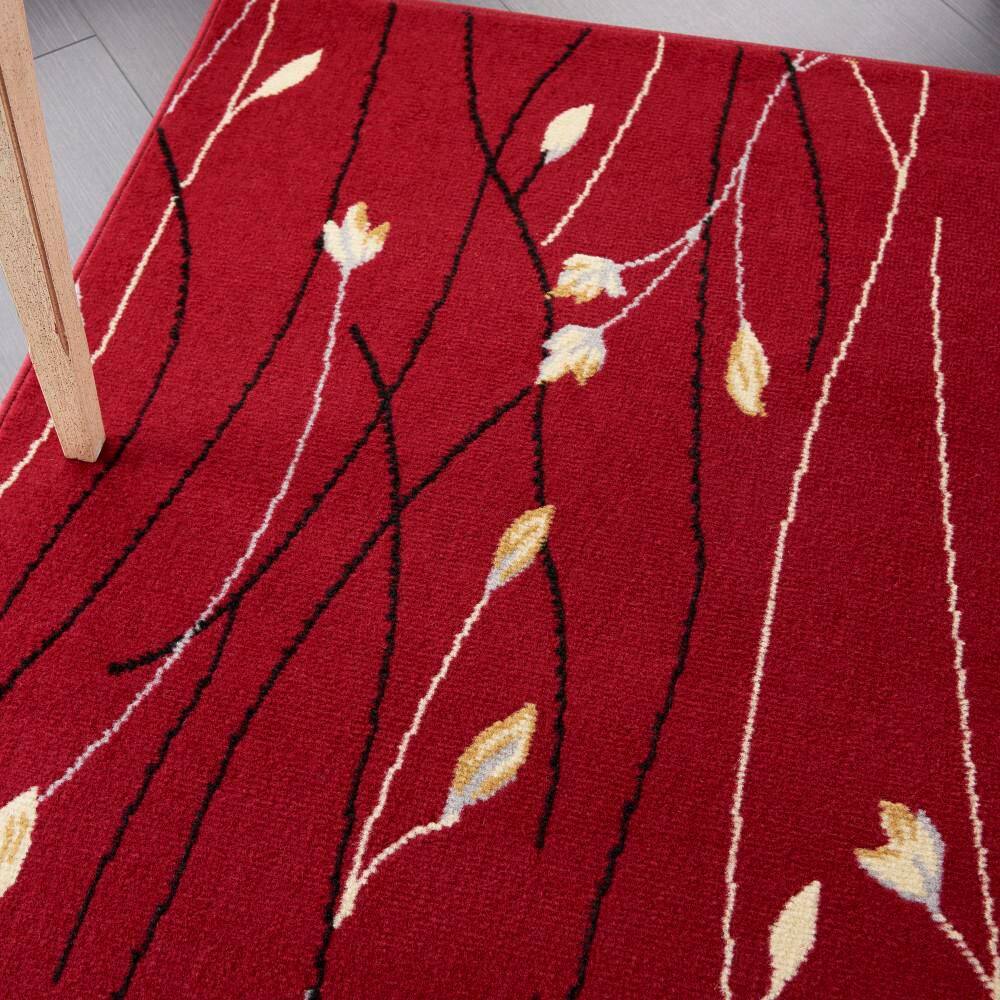 Handmade Red Floral Rectangular Synthetic 5' x 7' Area Rug