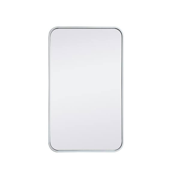Unbranded Timeless Home 30 in. H x 18 in. W White Modern Soft Corner Rectangular Wall Mirror