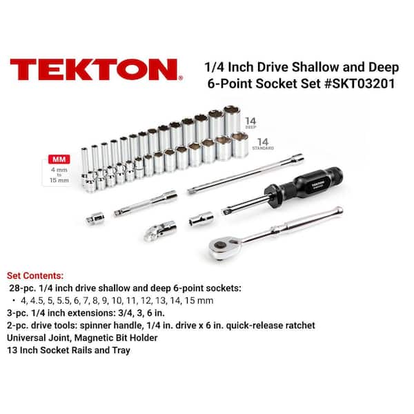 1/4 in. Drive 6-Point Socket and Ratchet Set with Rails (4 mm-15 mm) (35-Piece)