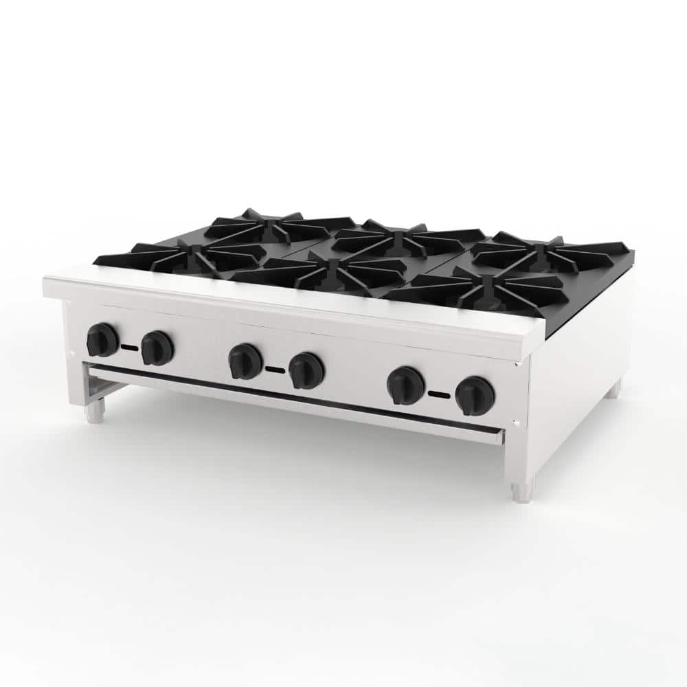 6-Burner Commercial Gas Stove, 168000 BTU Stainless Steel Countertop Range, Dual Fuel for Restaurant Cooking price history on PriceWatchPro