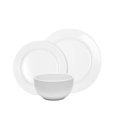 Diamond 12-Piece Modern White Melamine Outdoor Dinnerware Set (Service for 4)