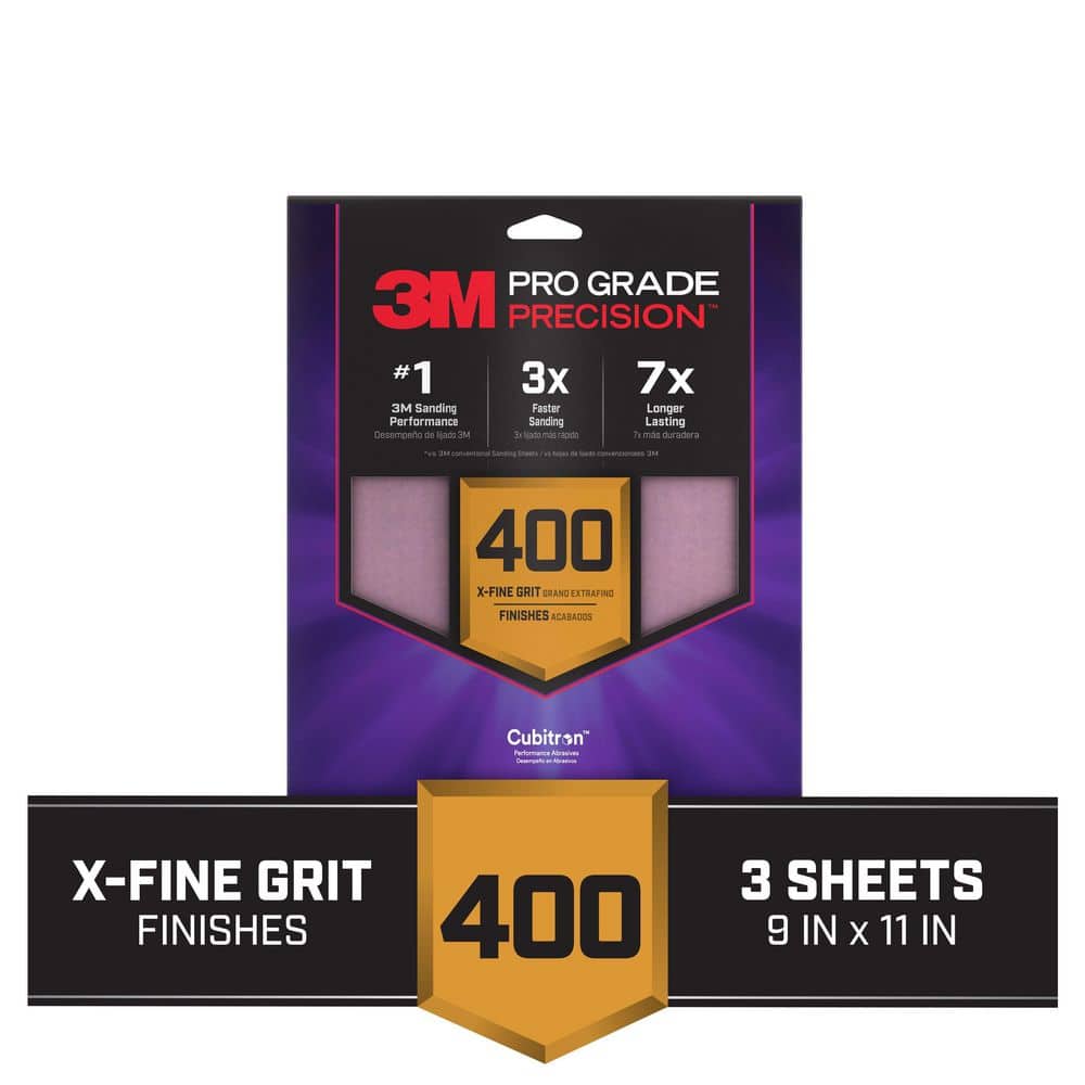 Pro Grade Precision 9 in. x 11 in. 400 Grit Faster Sanding Sheet With No-Sl