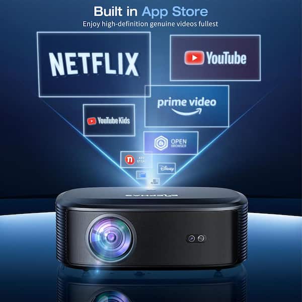 Lukyamzn 1920 x 1080 4K LCD Projector, Wi-Fi and Bluetooth with