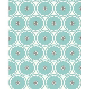 Buttercup Turquoise Flower Paper Strippable Roll (Covers 56.4 sq. ft.)
