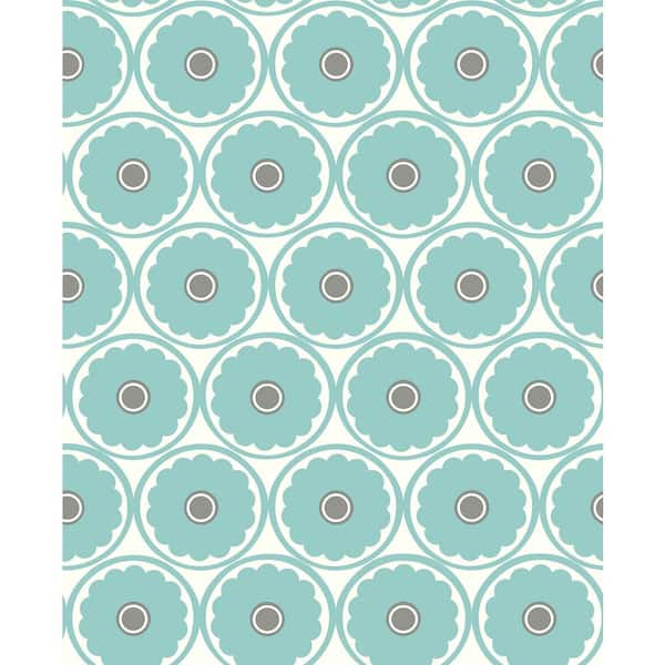 A-Street Prints Buttercup Turquoise Flower Teal Wallpaper Sample