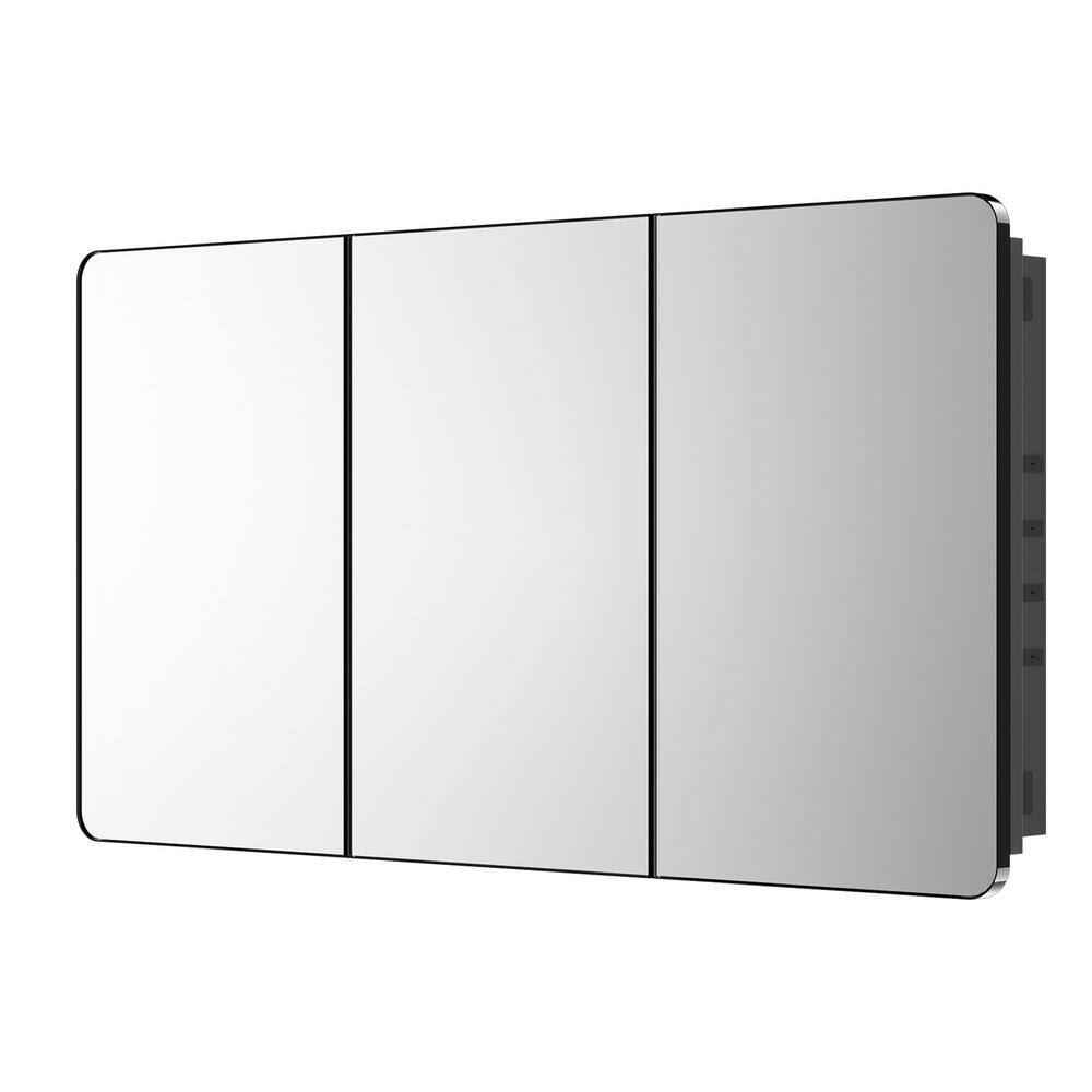 KeonJinn 60 in. W x 32 in. H Rectangular Black Aluminum Alloy Framed