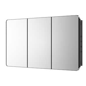 60 in. W x 32 in. H Rectangular Black Aluminum Alloy Framed Recessed/Surface Mount Medicine Cabinet with Mirror