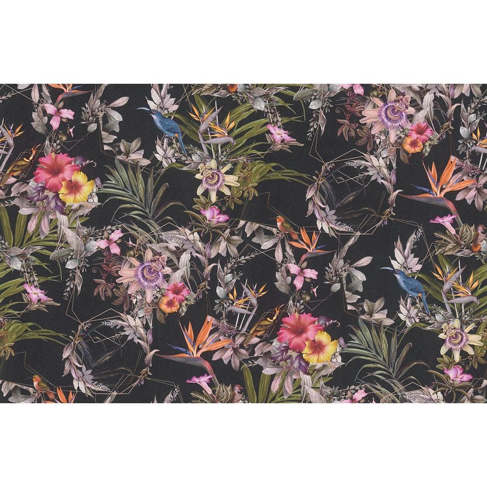 Hollis Navy Tropical Non-Woven Wallpaper Roll