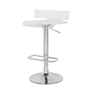 Rania 35 in. Clear and Chrome Backless Metal Extra Tall Bar Stool with Acrylic Seat
