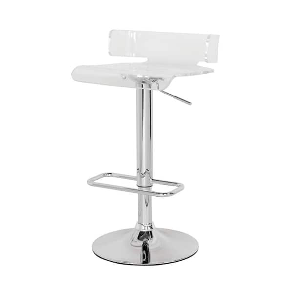 Acme Furniture Rania 35 in. Clear and Chrome Backless Metal Extra Tall Bar Stool with Acrylic Seat