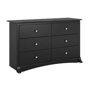 Sonoma Black 6-Drawer Dresser 48 in. Chest of Drawers, Dresser for Bedroom, Black Dresser for Clothes Storage, Organizer