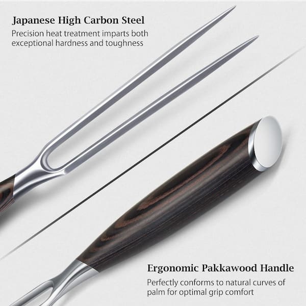 Wudkey 7 in. Razor Sharp Double-Prong Carving Fork for Meat