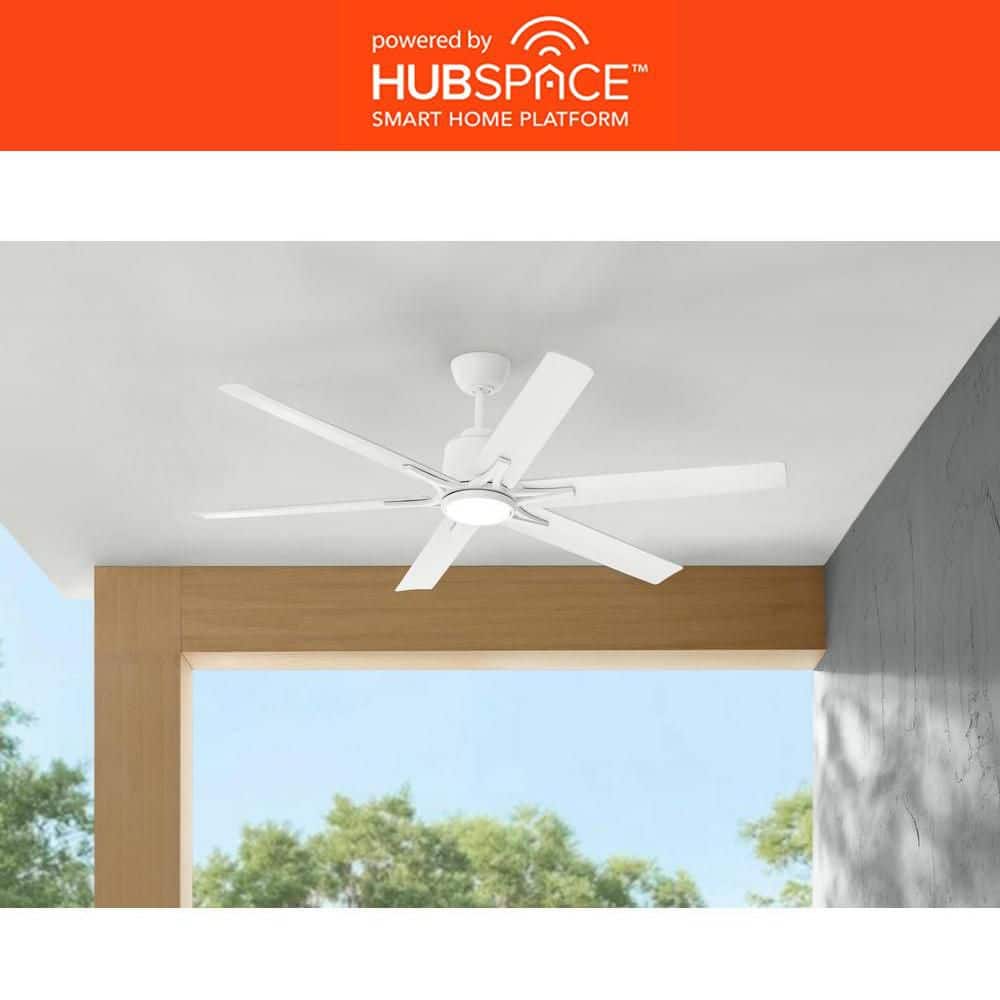 Kensgrove II 60 in. Smart Indoor/Outdoor Matte White Ceiling Fan with Remote Included Powered by Hubspace price history on PriceWatchPro