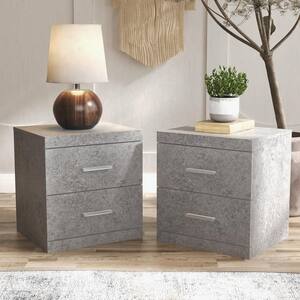 Carmelo 2 Drawers Concrete Gray Nightstand (20.3 in. H x 18.9 in. W x 16.3 in. D) (Set of 2)