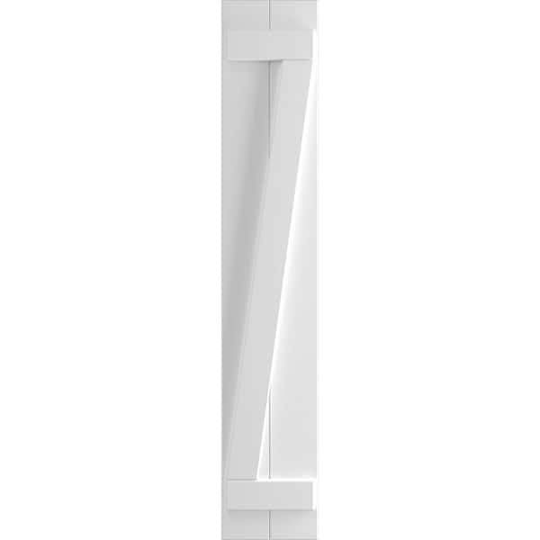 Ekena Millwork 10-3/4 in. x 53 in. True Fit PVC 2-Board Joined Board and Batten Shutters with Z-Bar, Unfinished (Per Pair)