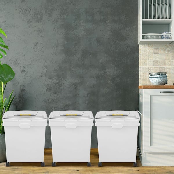 10.5 gal. Ingredient Bin 3 Pcs/Set Ingredient Storage Bin with Wheels PP Material Flour Bins with Scoop and Sliding Lid