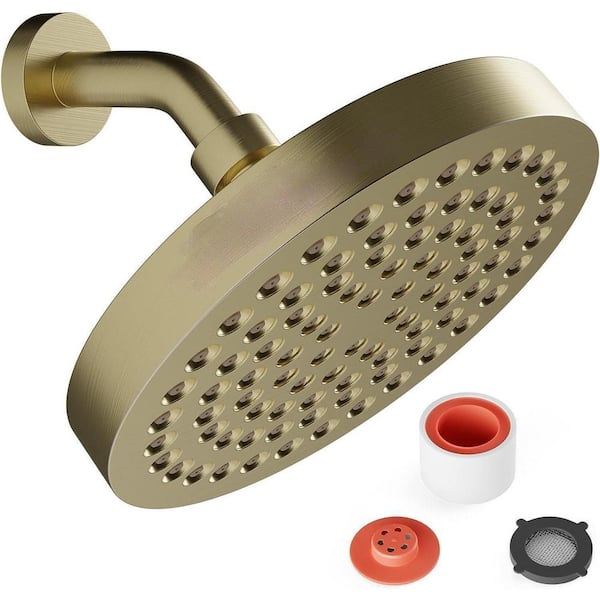 Unbranded Rainfall Shower Head 1-Spray Patterns with 2.5 GPM 6 in. Ceiling Mount Rain Fixed Shower Head in Brushed Gold