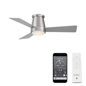 Hug 44 in. 3000K Integrated LED Indoor/Outdoor Brushed Nickel Smart Compatible Ceiling Fan with Light Kit and Remote