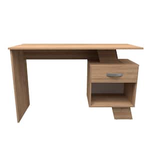 47.24 in. W Rectangular Amaretto Oak Wood 1 Drawer Computer Desk with Storage and Shelves