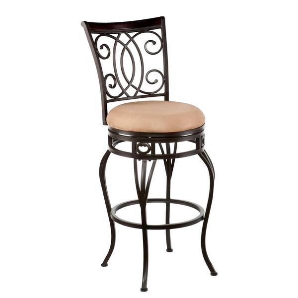 Southern Enterprises Jerry 30 in. Dark Champagne Swivel Cushioned Bar Stool