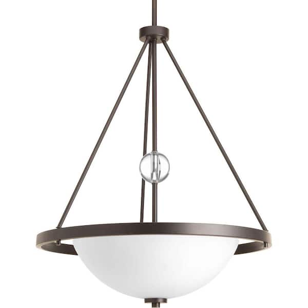 Progress Lighting Compass Collection 3-Light Antique Bronze Foyer Pendant with Opal Etched Glass