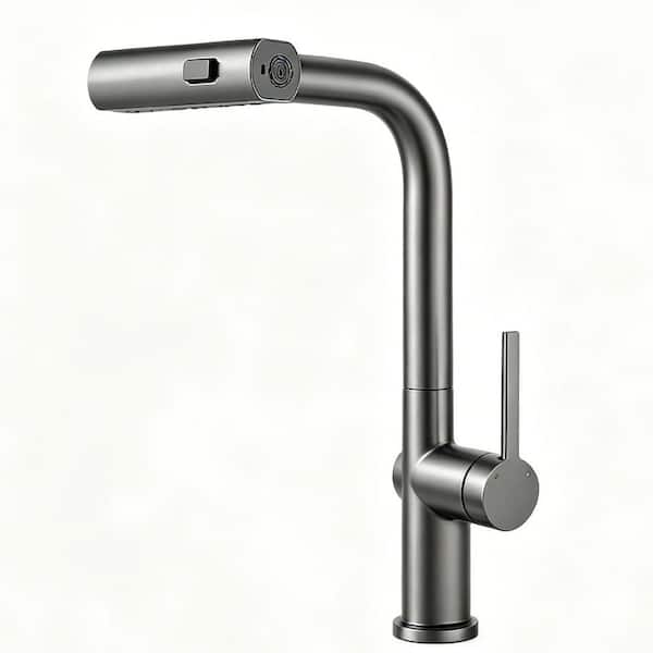 Single Handle Pull Down Sprayer Kitchen Faucet with Advanced Spray in Matte Gray