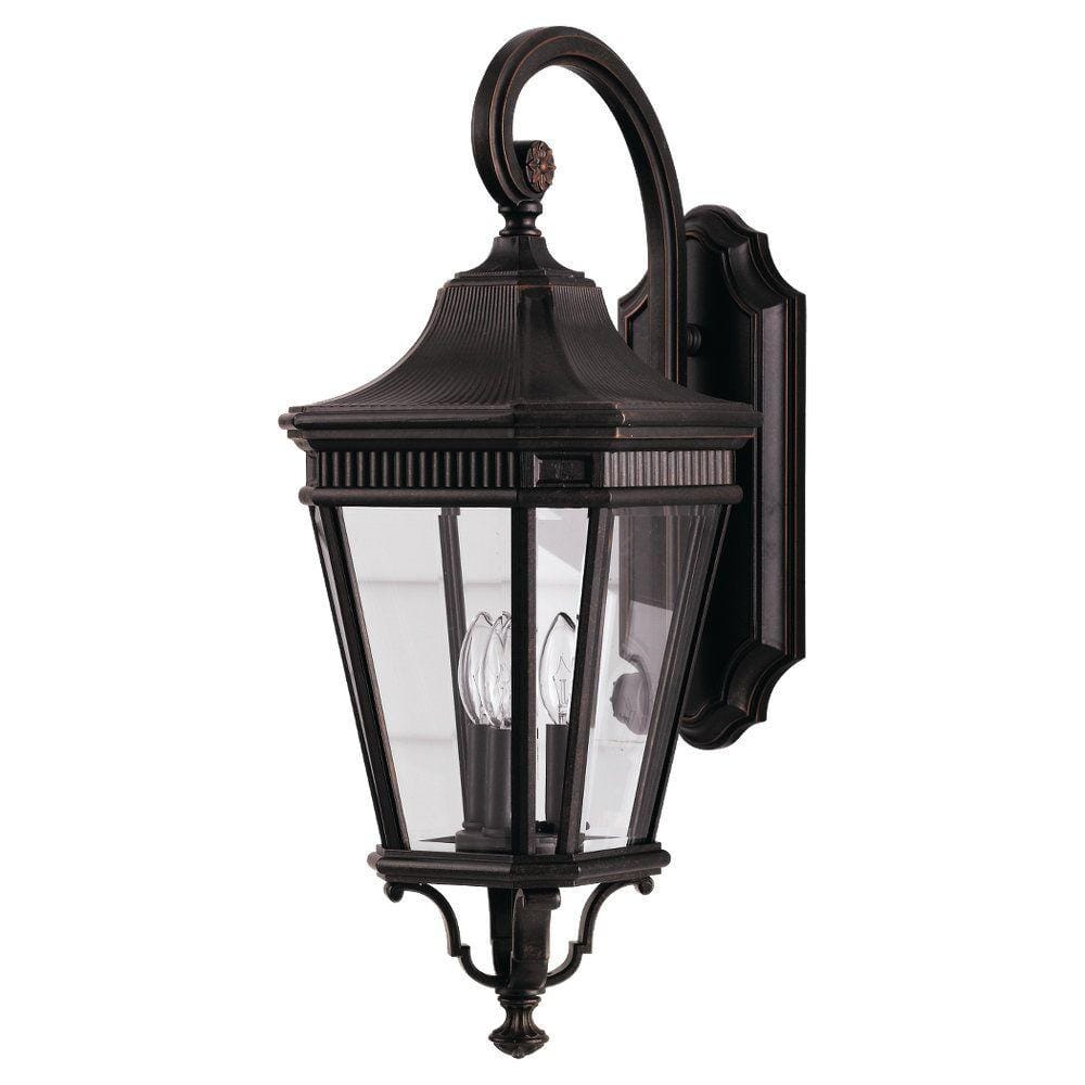 Generation Lighting Cotswold Lane 3-Light Grecian Bronze Outdoor 23.75 in. Wall Lantern Sconce