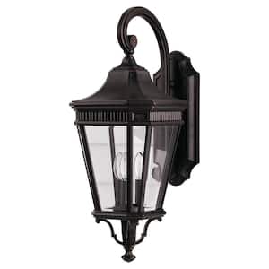 Cotswold Lane 3-Light Grecian Bronze Outdoor 23.75 in. Wall Lantern Sconce