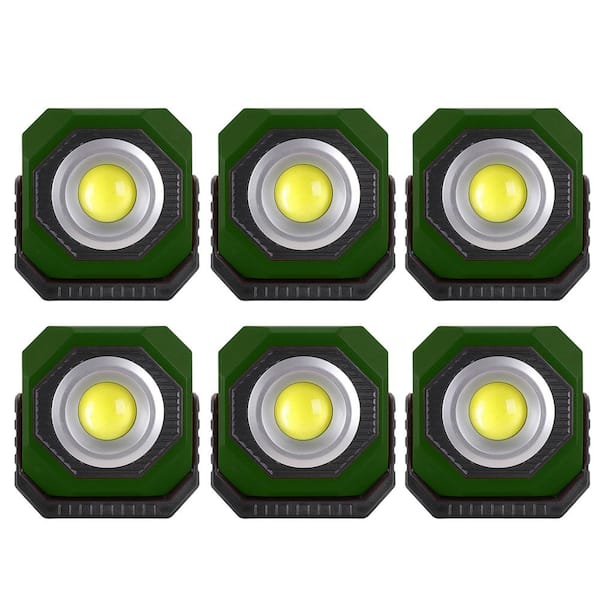 500 Lumen LED Rechargeable Solar Work Light with Magnetic Base, Charge by USB/Solar-6 Pack