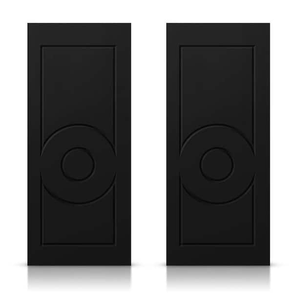 60 in. x 96 in. Hollow Core Black Painted Composite MDF Interior Double Closet Sliding Doors