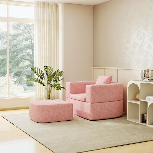 Allwex MIU 59 in. Modern Wide Square Arm Plush Corduroy Round Sofa
