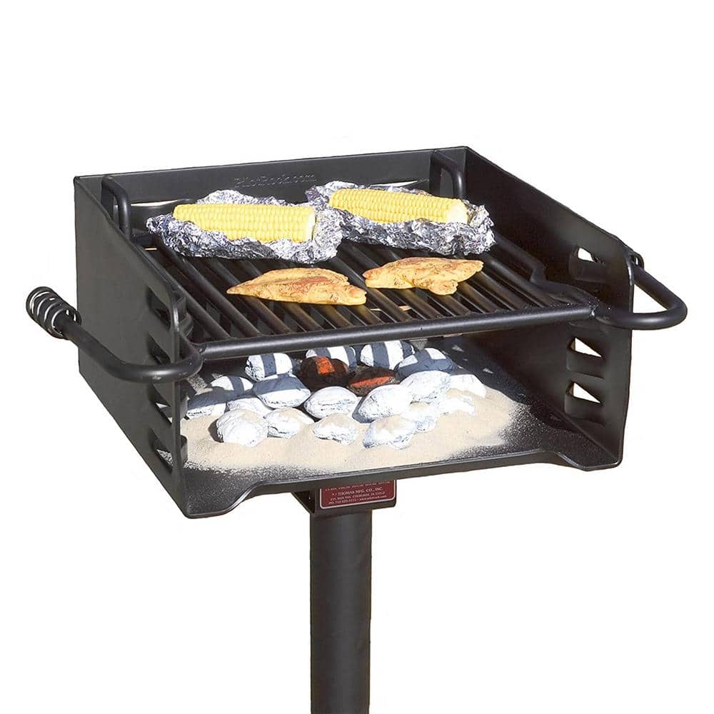 Pilot Rock Black Heavy Duty Steel Park Style Charcoal Grill