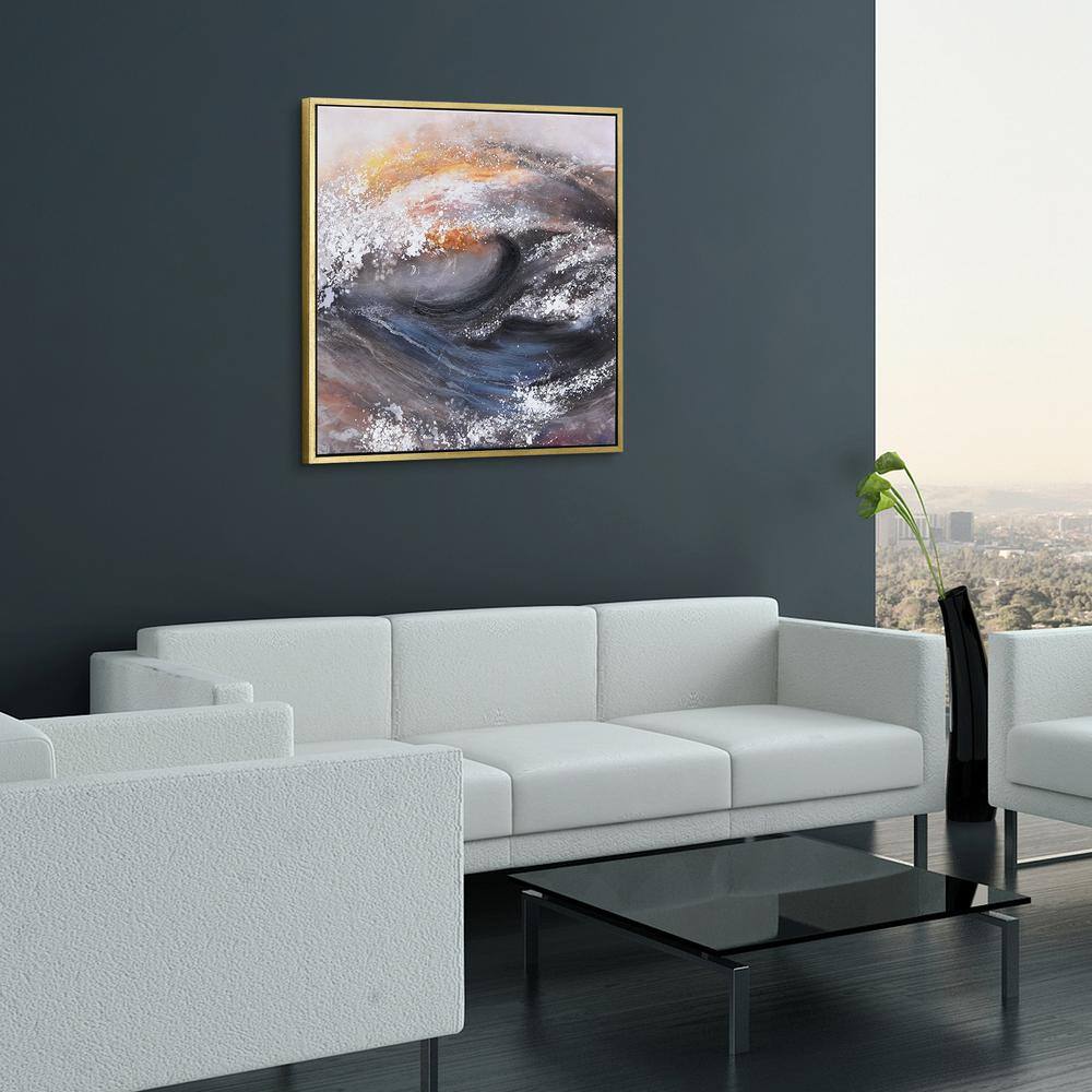 Tornado Abstract Multicolor Hand Painted Canvas Art with Gold Frame