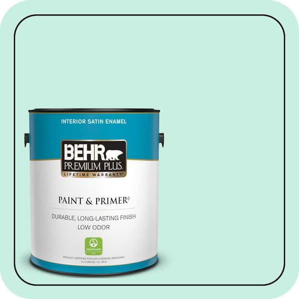 BEHR PREMIUM PLUS 1 gal. #P430-1 Summer House Satin Enamel Low Odor Interior Paint & Primer