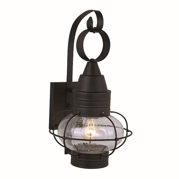Chatham 1 Light Black Coastal Outdoor Wall Lantern Clear Glass