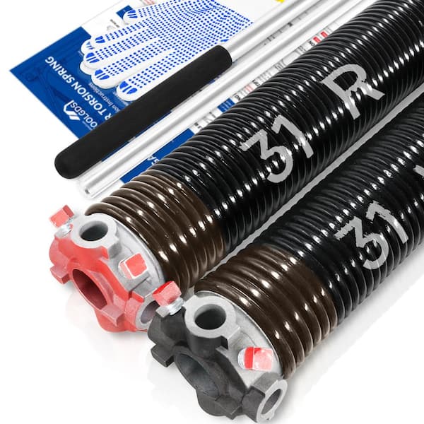 YOTOOLGDS 0.234 in. Wire x 2 in. x 31 in. L Electrophoresis Garage Door Torsion Springs in Red Left and Right with Winding Bars